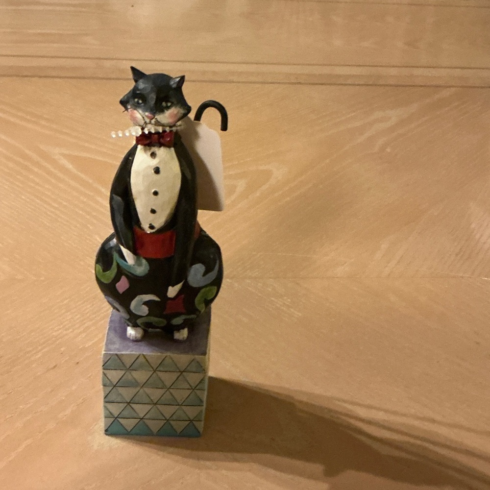 Jim Shore Black and White Cat Figurine with Colorful Accents